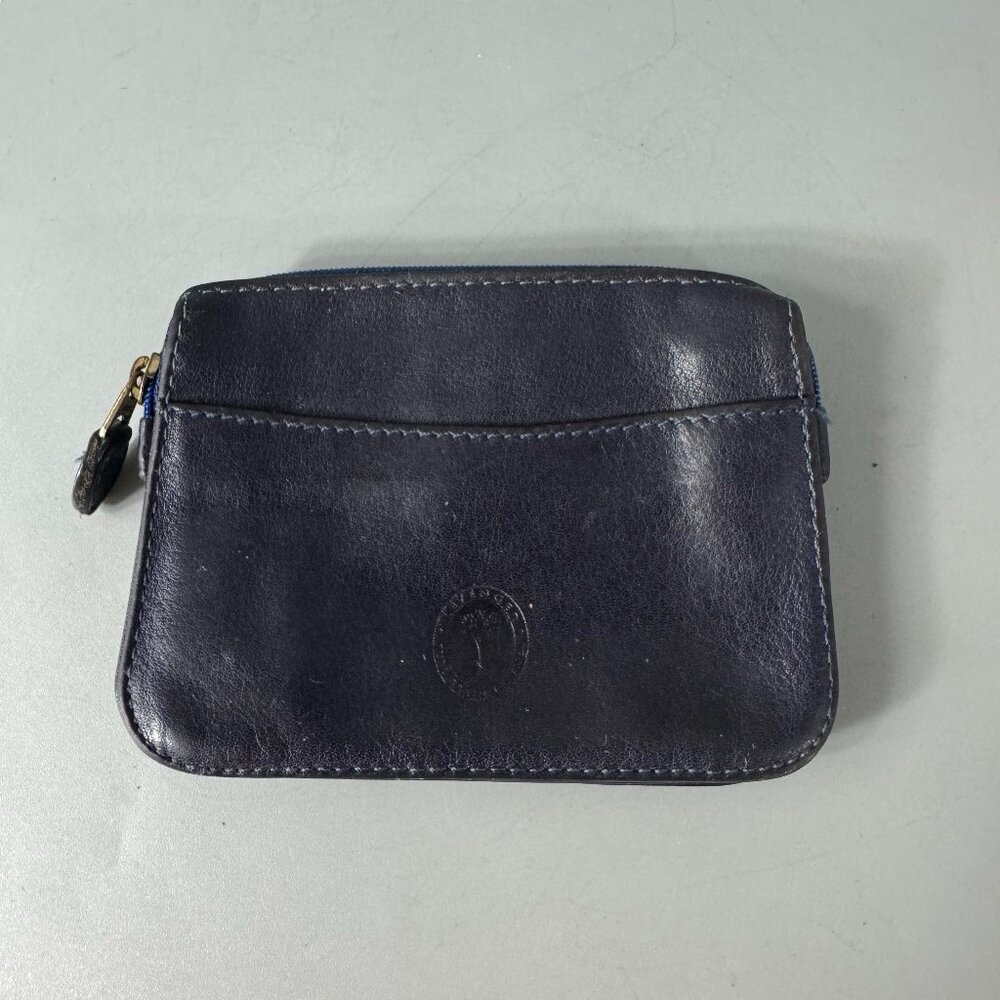 Levenger Full-Grain Leather Card Holder/Coin Purse in Navy Blue